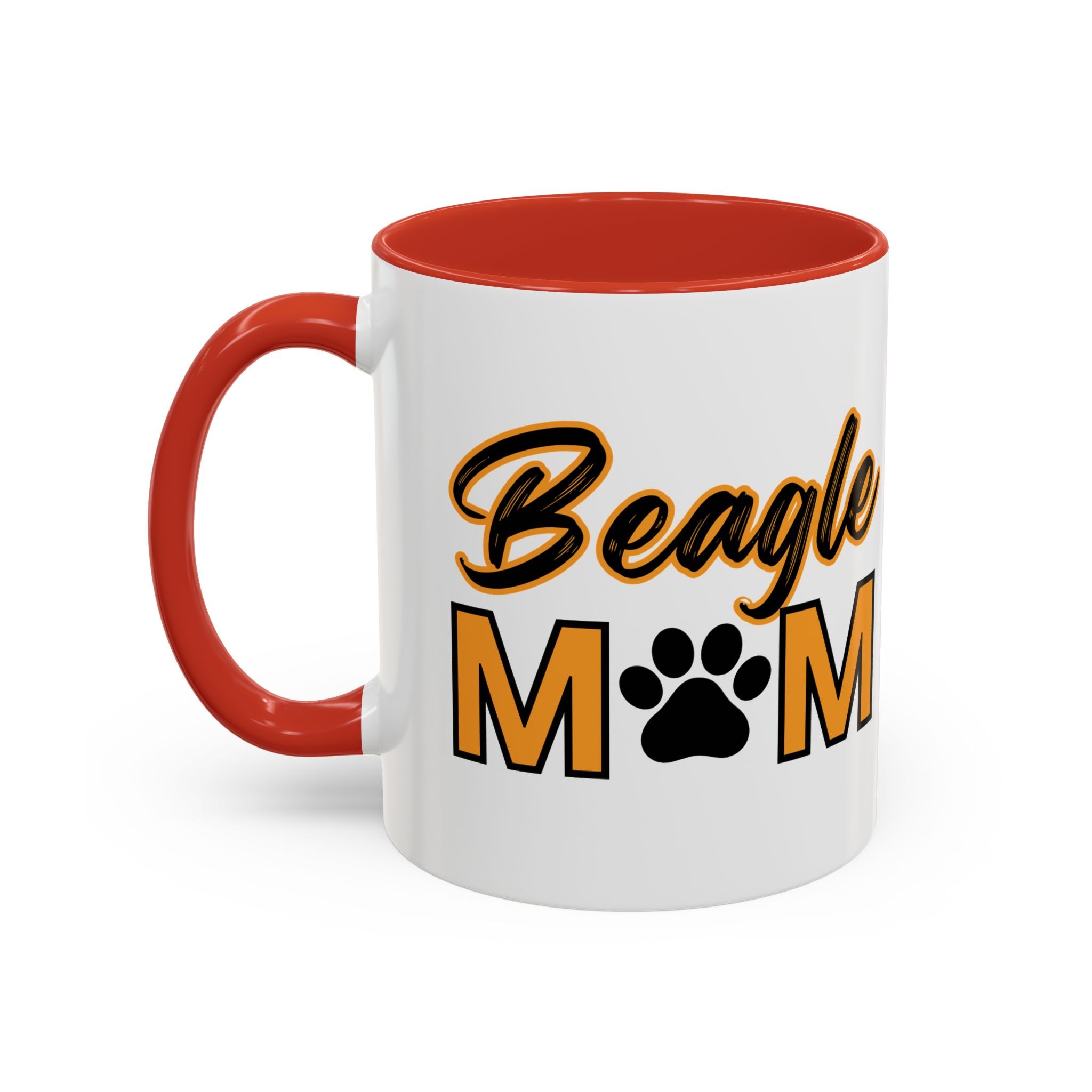 Custom Beagle Mom Coffee Mug with Paw Print – Multi-Color Dog Owner Gift, Personalized Mug for Dog Lovers