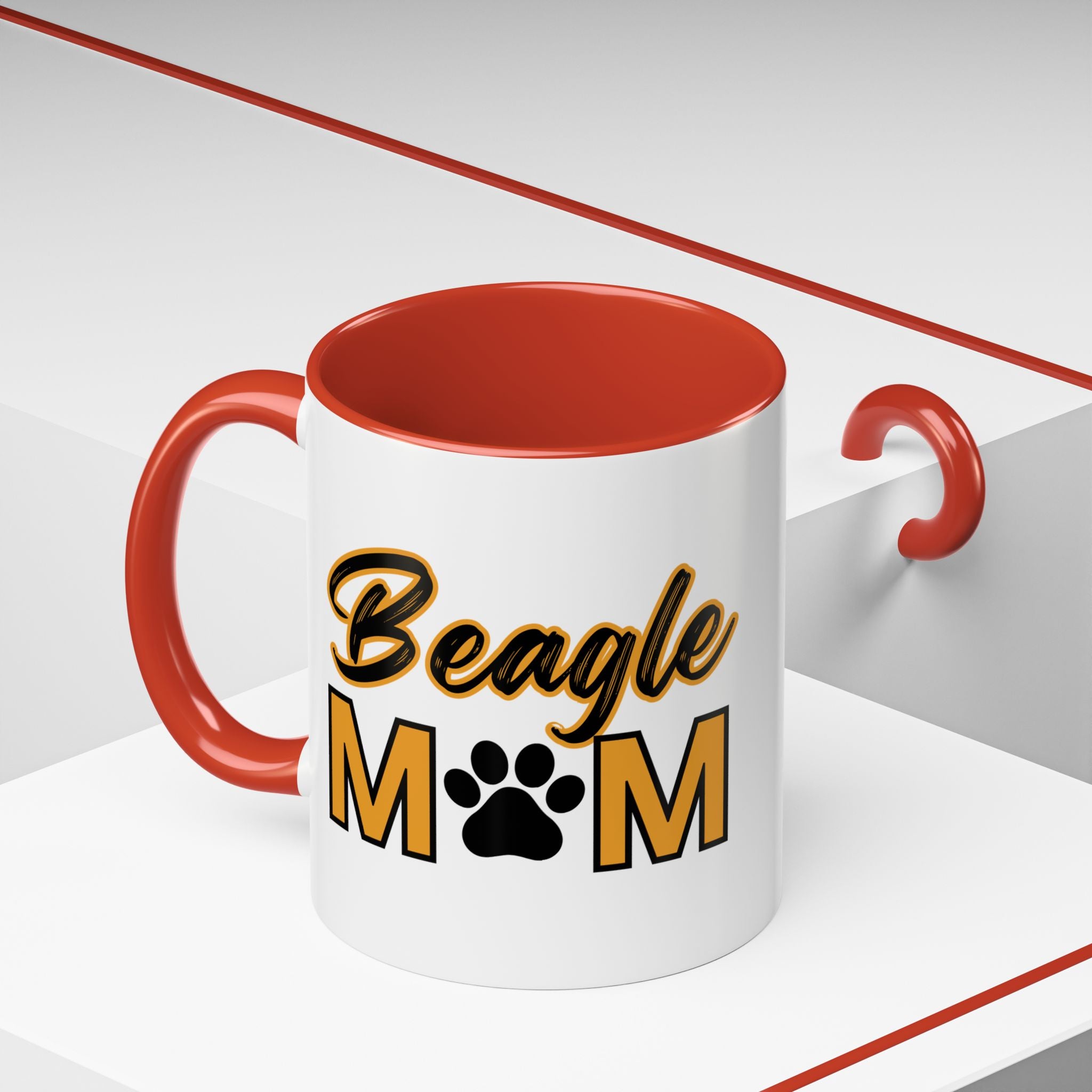 Custom Beagle Mom Coffee Mug with Paw Print – Multi-Color Dog Owner Gift, Personalized Mug for Dog Lovers