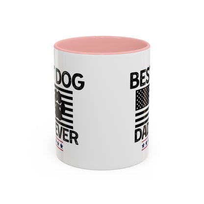 Best Dog Dad Coffee Mug – Patriotic Paw Flag Design