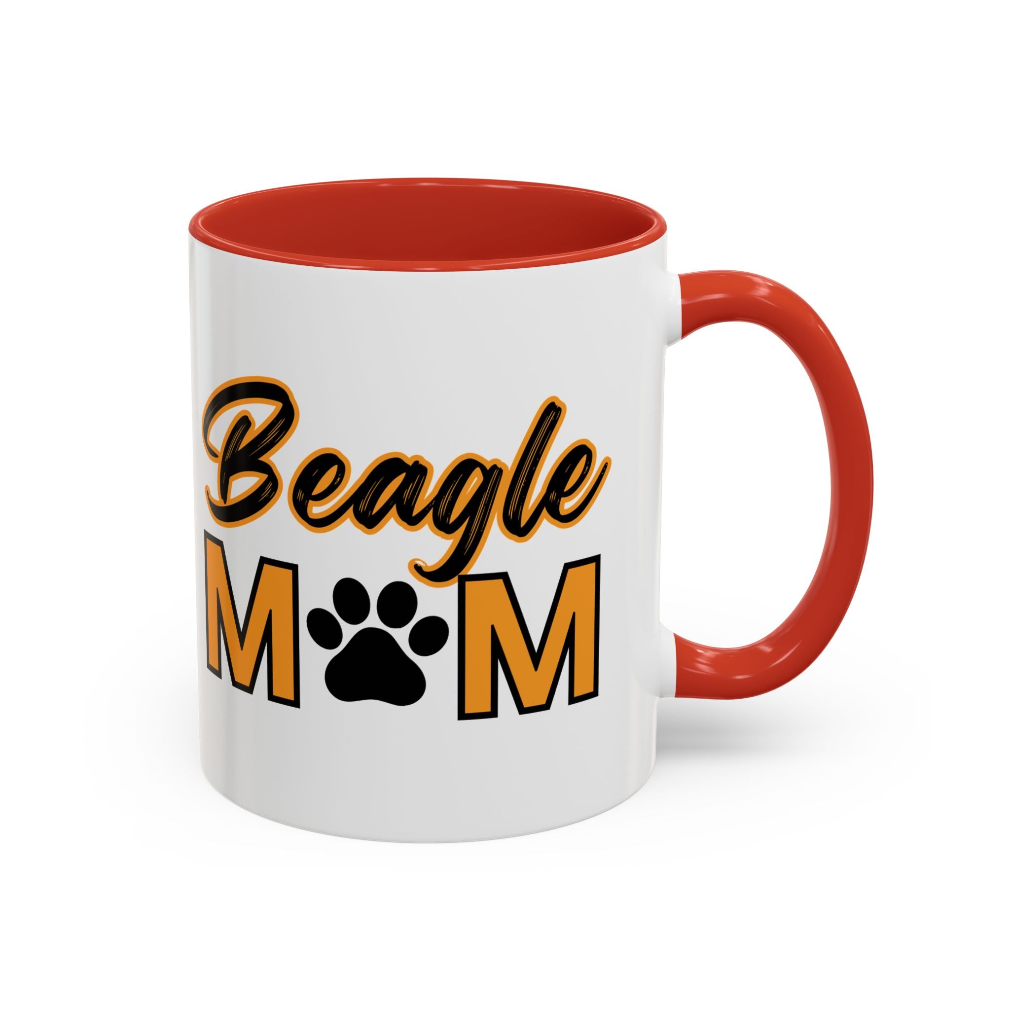 Custom Beagle Mom Coffee Mug with Paw Print – Multi-Color Dog Owner Gift, Personalized Mug for Dog Lovers