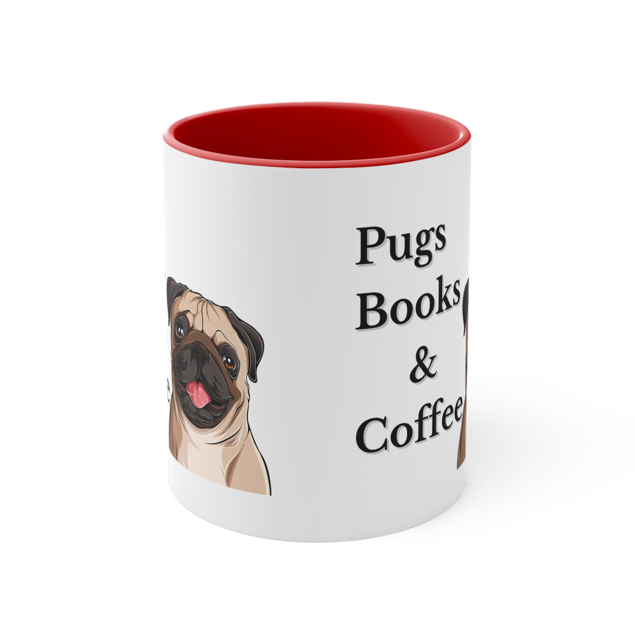 Pugs, Books and Coffee Custom Coffee Mug with Multi-Colors