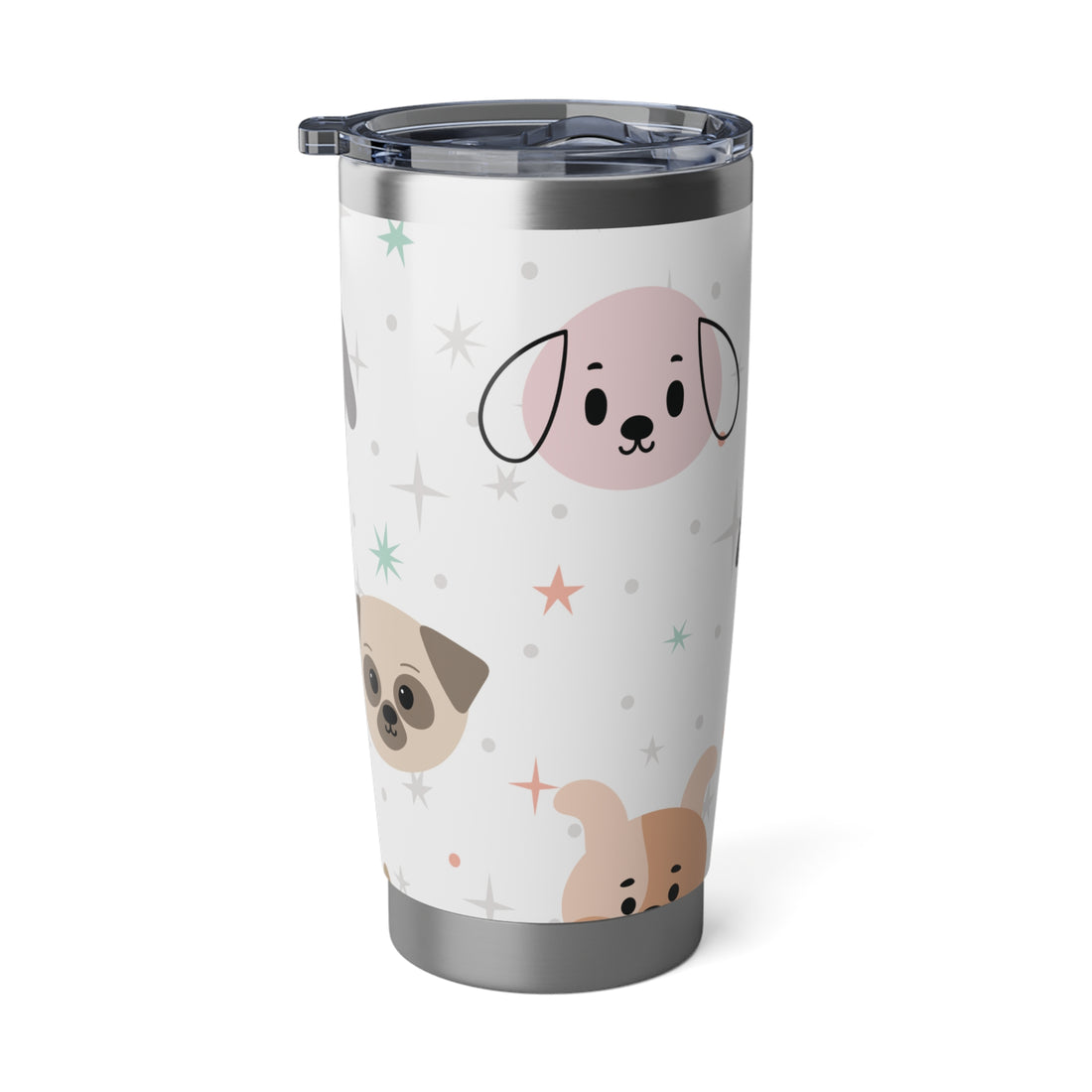 Cute Puppies on Stainless Metal Tumbler 20oz Gift for Dog Lovers and Dog Moms