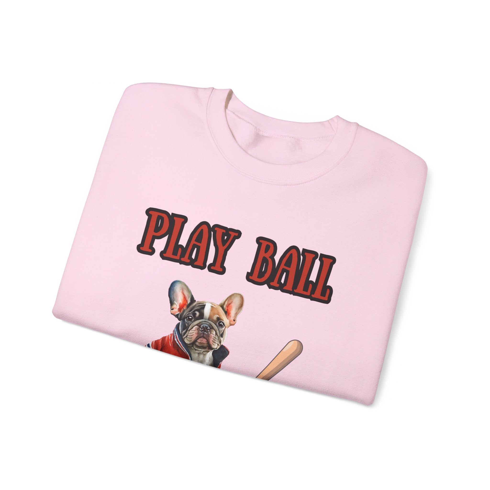 Play Ball Frenchie Lover Crewneck Pullover Sweatshirt Customize Your Name, Gift for Her, Gift for Him, Holiday Gift, Baseball Lover, Frenchie Lover