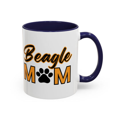 Custom Beagle Mom Coffee Mug with Paw Print – Multi-Color Dog Owner Gift, Personalized Mug for Dog Lovers