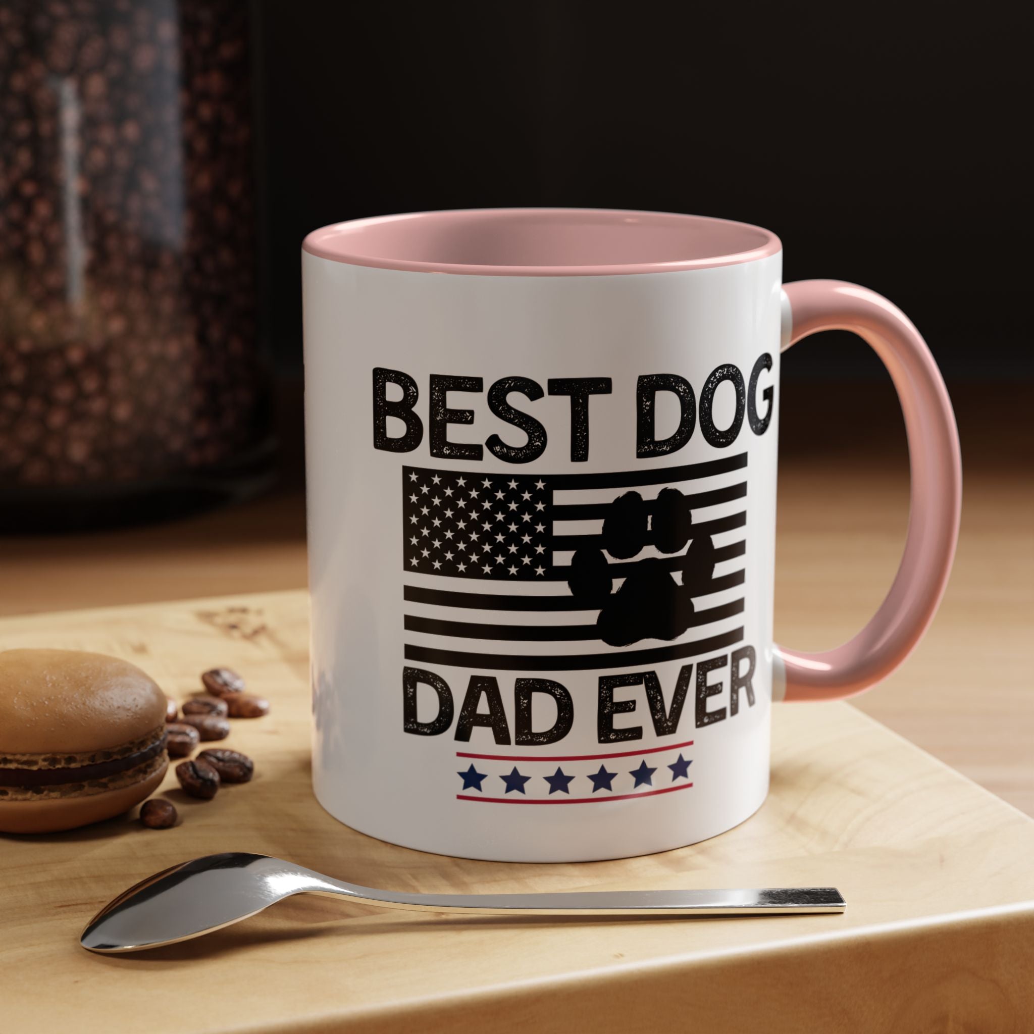 Best Dog Dad Coffee Mug – Patriotic Paw Flag Design
