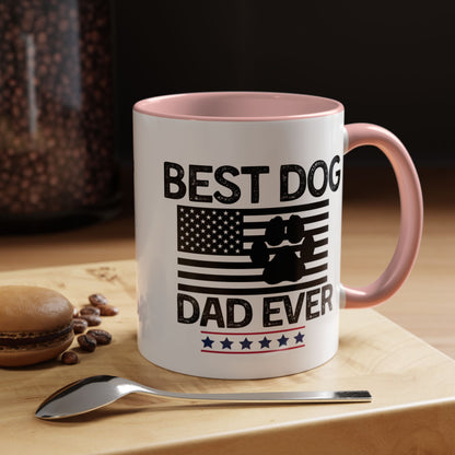 Best Dog Dad Coffee Mug – Patriotic Paw Flag Design