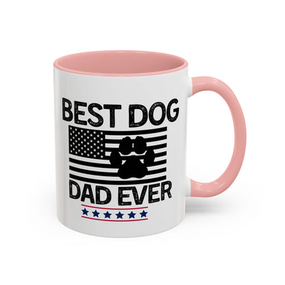 Best Dog Dad Coffee Mug – Patriotic Paw Flag Design