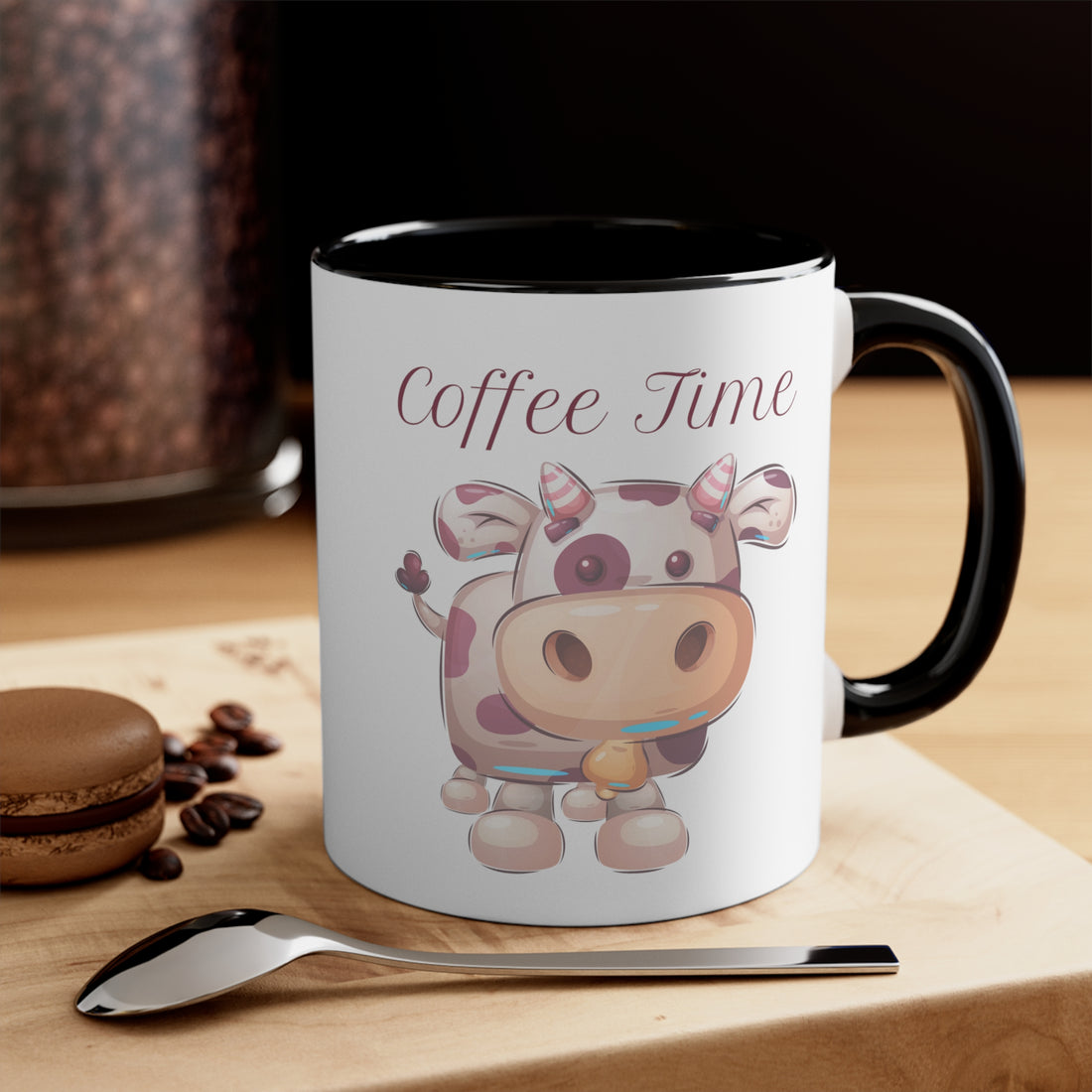 Coffee Time with Cute Cow Multi-Color Coffee Mug for Animal Lovers