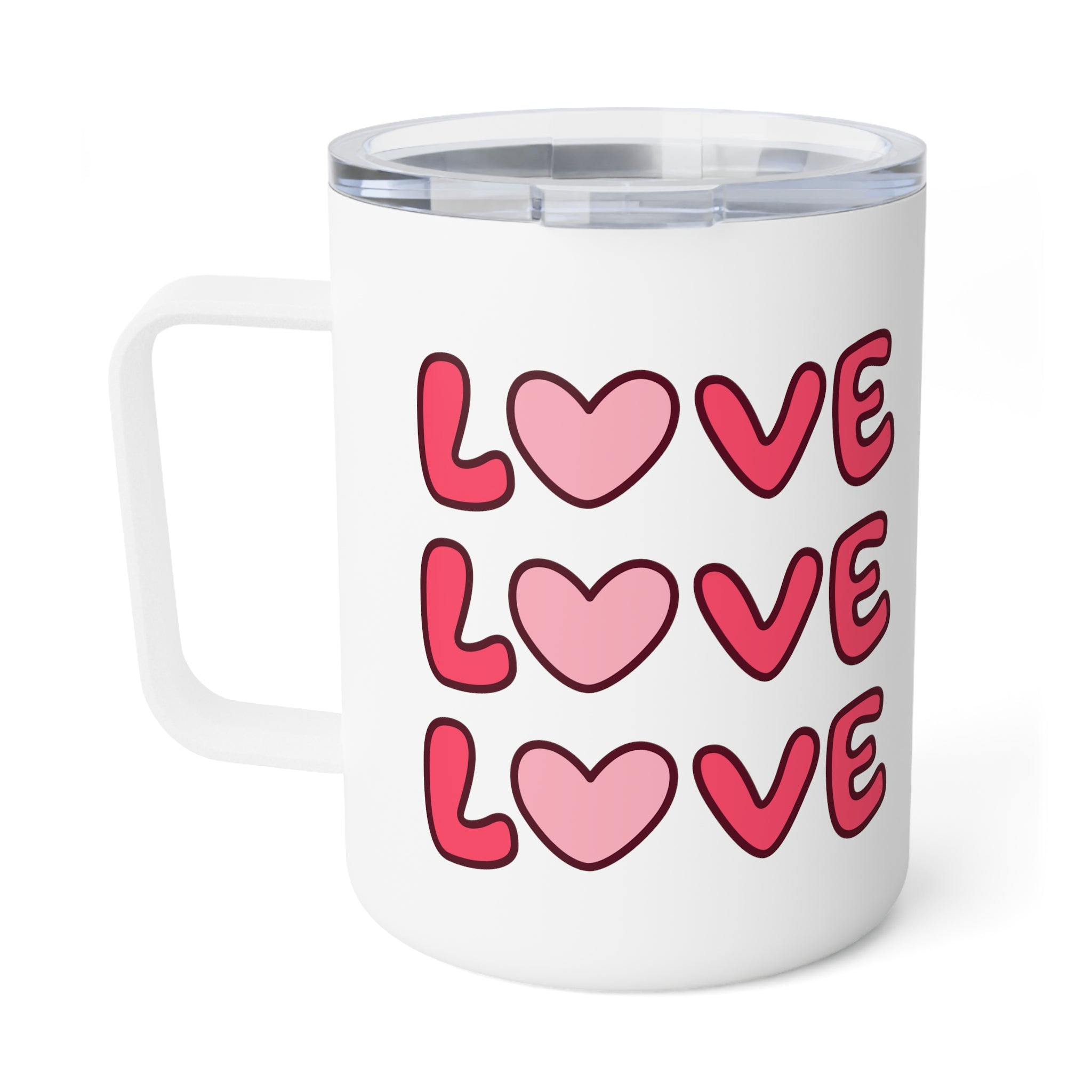 LOVE LOVE LOVE Insulated Coffee Mug, 10oz  for hot and cold drinks