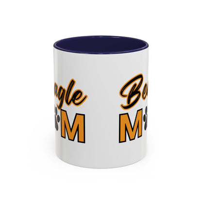 Custom Beagle Mom Coffee Mug with Paw Print – Multi-Color Dog Owner Gift, Personalized Mug for Dog Lovers