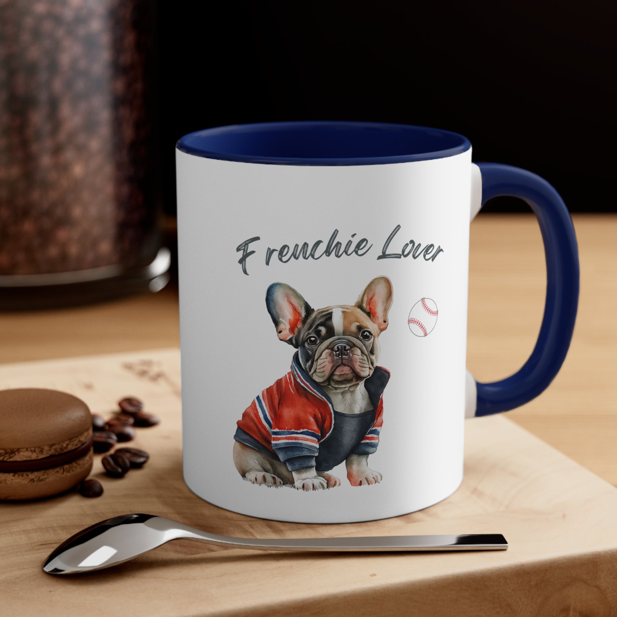 Frenchie Lover with Baseball Multi-Color Coffee Mug for Dog Lovers
