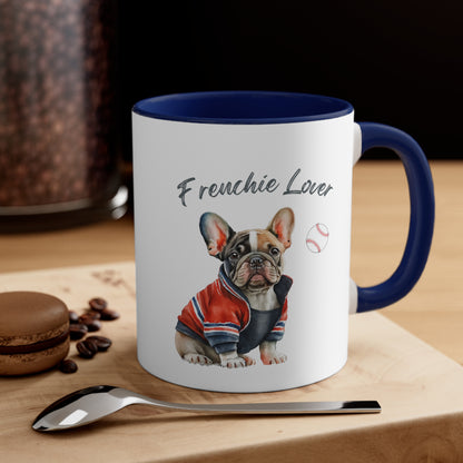 Frenchie Lover with Baseball Multi-Color Coffee Mug for Dog Lovers