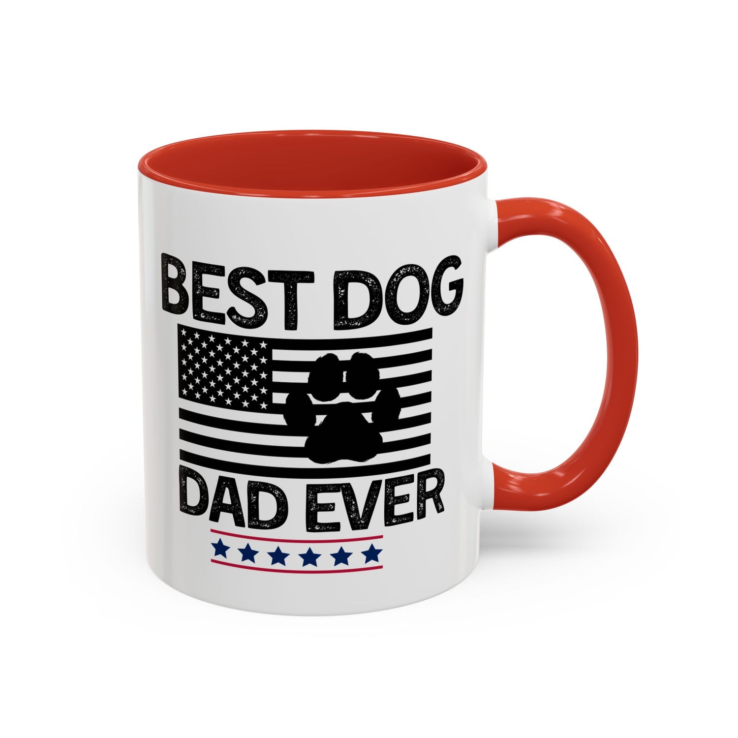 Best Dog Dad Coffee Mug – Patriotic Paw Flag Design