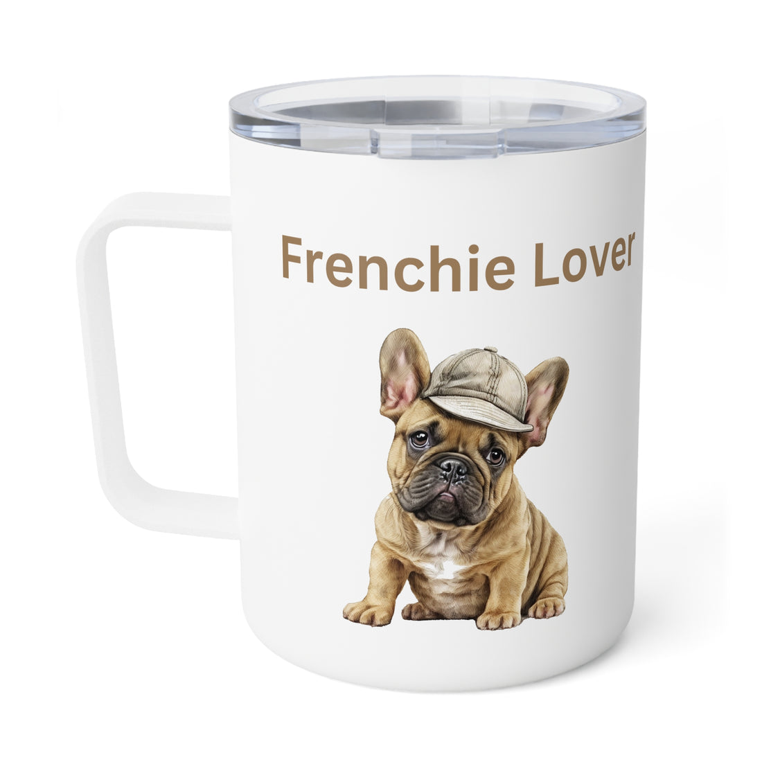 Frenchie Lover Mug with Baseball Hat Insulated Coffee Mug, 10oz  for hot and cold drinks