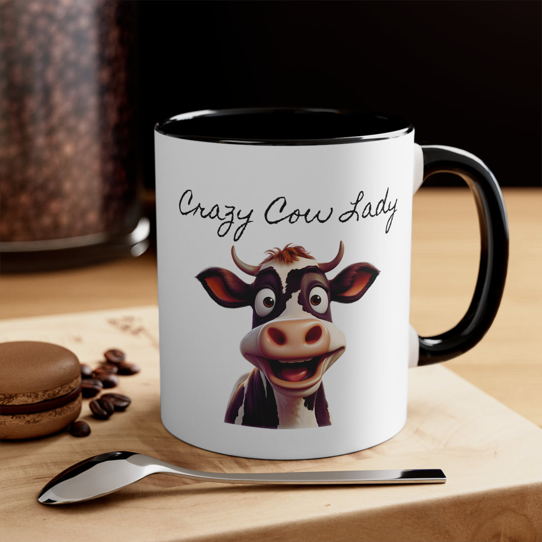 Coffee Time with the Crazy Cow Lady Multi-Color Coffee Mug for Animal Lovers
