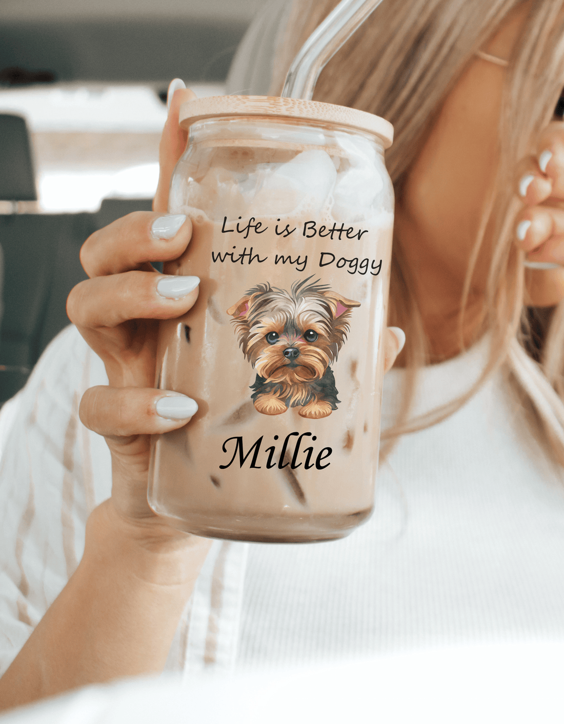 Yorkie Dog on Glass Tumbler - 16oz Sipper Glass for Dog Lovers &amp; Pet Owners | Perfect Gift for Dog People