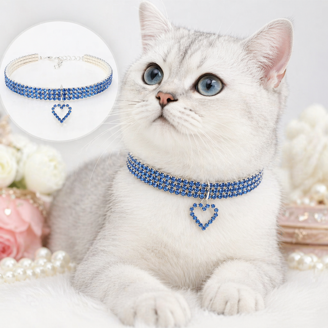 Sparkly Rhinestone Dog &amp; Cat Necklace – Elegant Pet Jewelry for Weddings, Parties &amp; Photoshoots