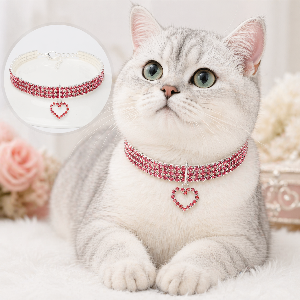 Sparkly Rhinestone Dog &amp; Cat Necklace – Elegant Pet Jewelry for Weddings, Parties &amp; Photoshoots