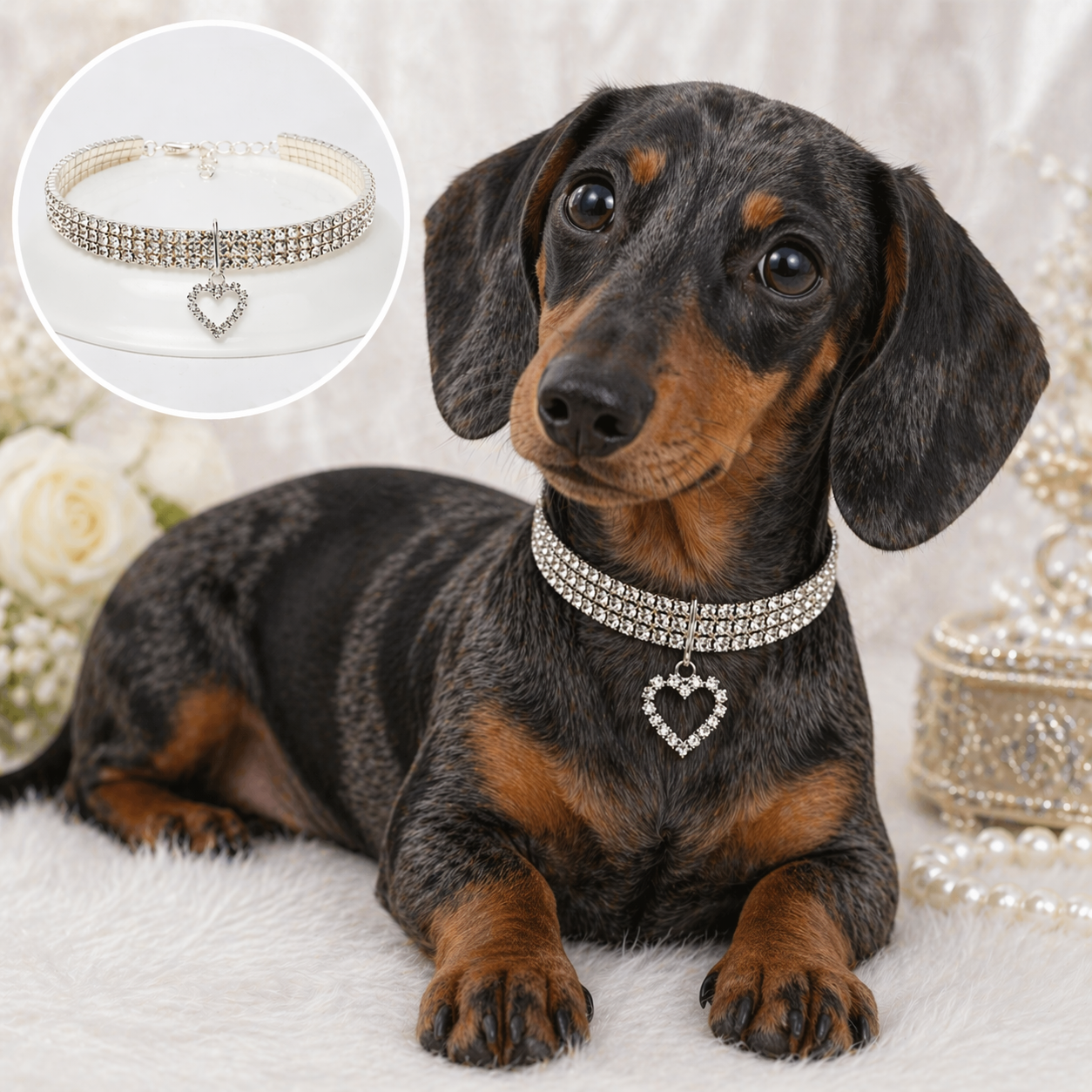 Sparkly Rhinestone Dog &amp; Cat Necklace – Elegant Pet Jewelry for Weddings, Parties &amp; Photoshoots