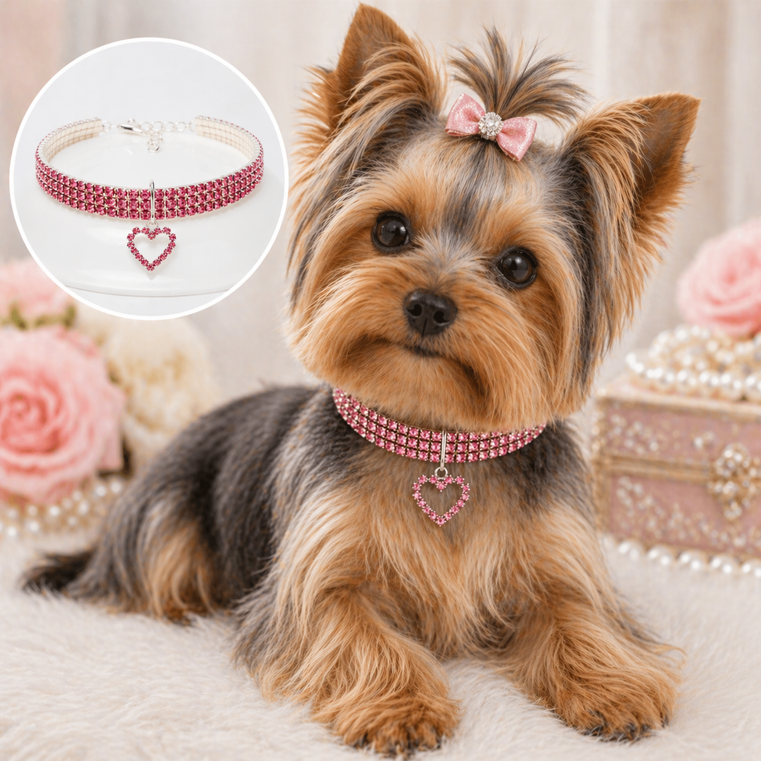 Sparkly Rhinestone Dog &amp; Cat Necklace – Elegant Pet Jewelry for Weddings, Parties &amp; Photoshoots