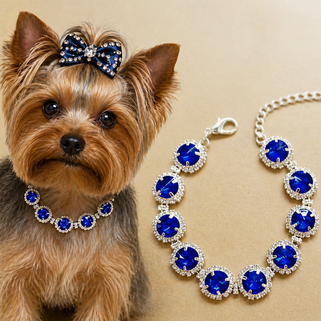 Luxury Rhinestone Dog Collar Necklace – Wedding Pet Jewelry with Colorful Diamond Inlay, Elegant Bling Collar for Small Dogs &amp; Cats