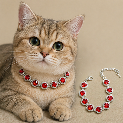 Luxury Rhinestone Dog Collar Necklace – Wedding Pet Jewelry with Colorful Diamond Inlay, Elegant Bling Collar for Small Dogs &amp; Cats