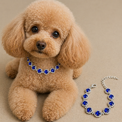 Luxury Rhinestone Dog Collar Necklace – Wedding Pet Jewelry with Colorful Diamond Inlay, Elegant Bling Collar for Small Dogs &amp; Cats