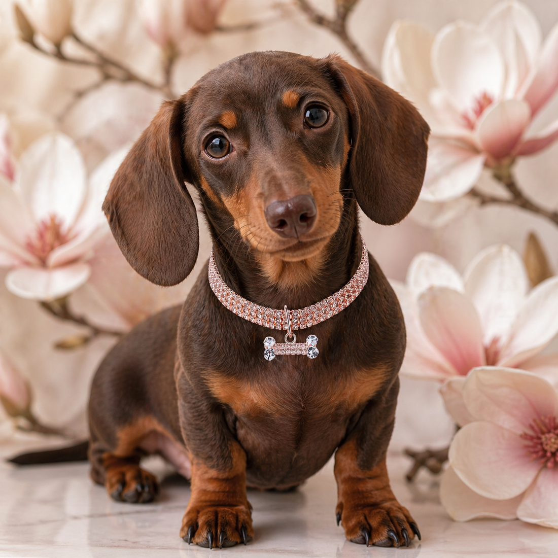 Crystal Rhinestone Dog Collar Necklace – Adjustable Luxury Pet Jewelry for Weddings, Parties &amp; Dress Up