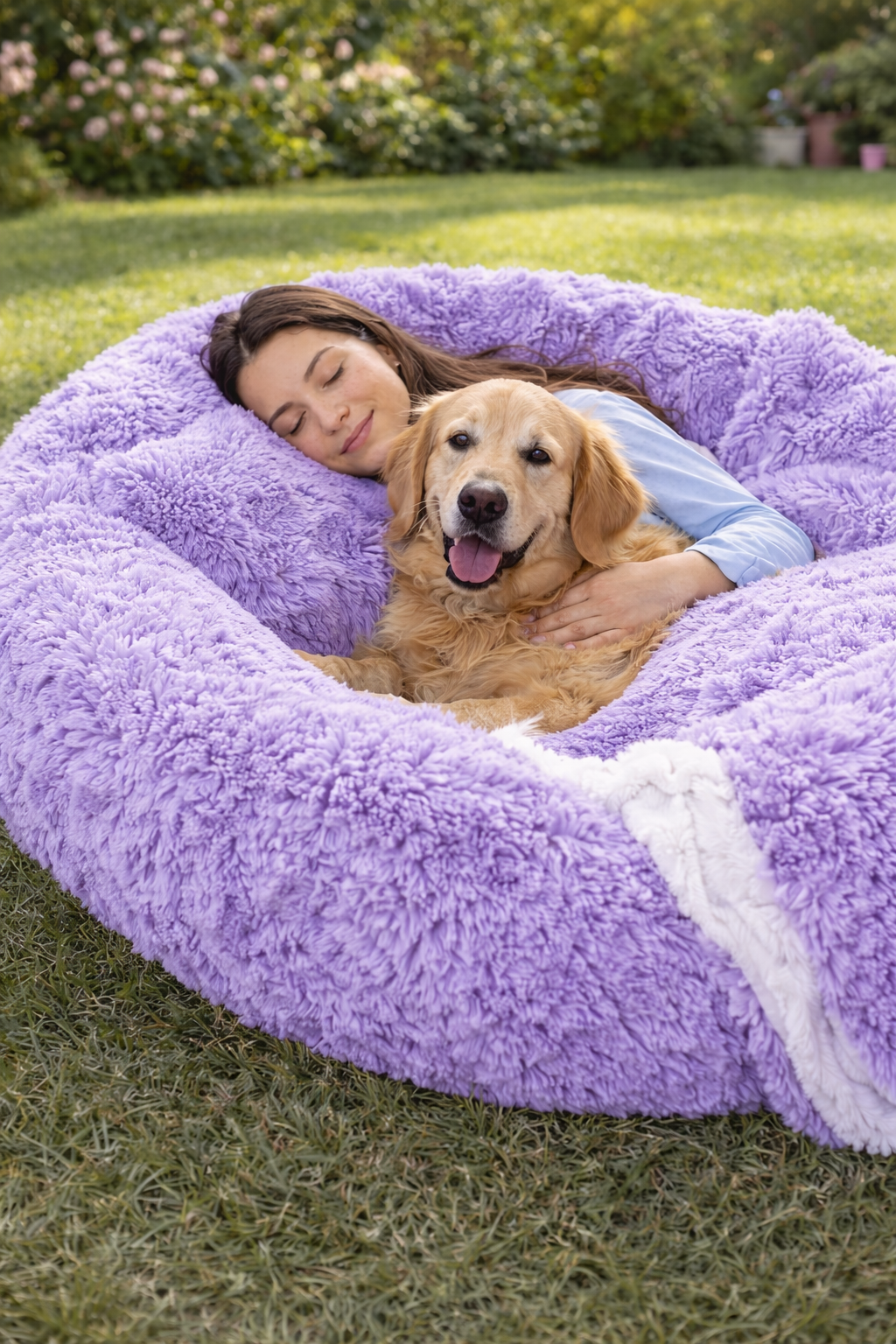 Giant Human Dog Bed – 71" Memory Foam Lounger for You &amp; Your Dog