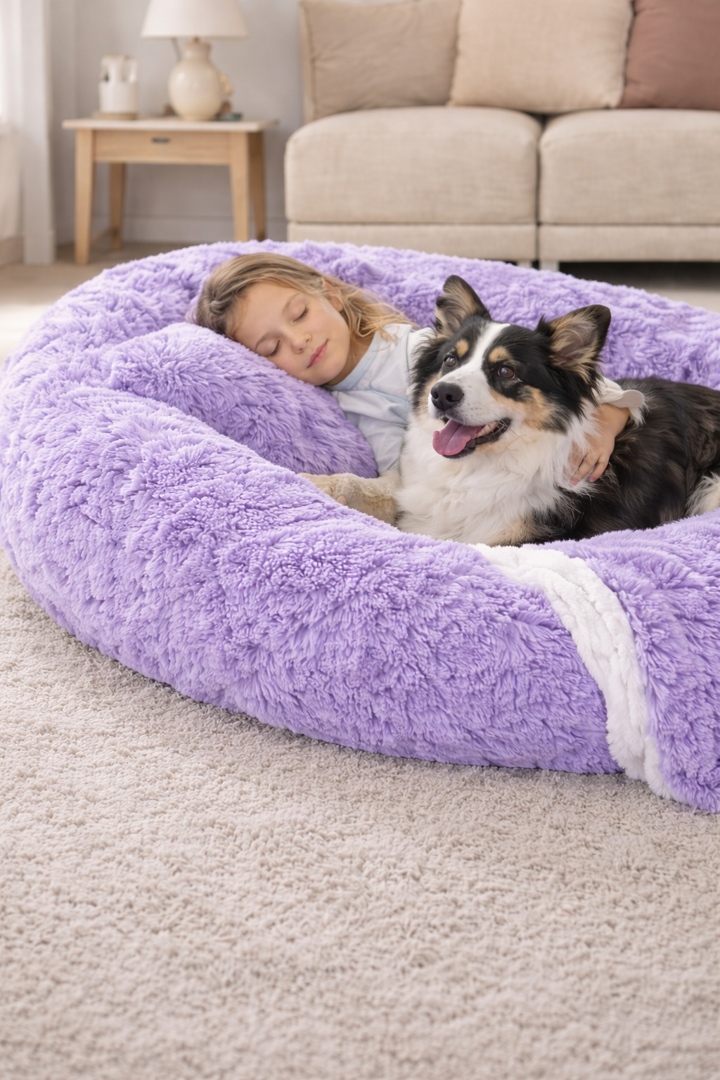 Oversized Human Dog Bed 71” XL – Orthopedic Memory Foam Calming Plush Bed for Adults & Pets