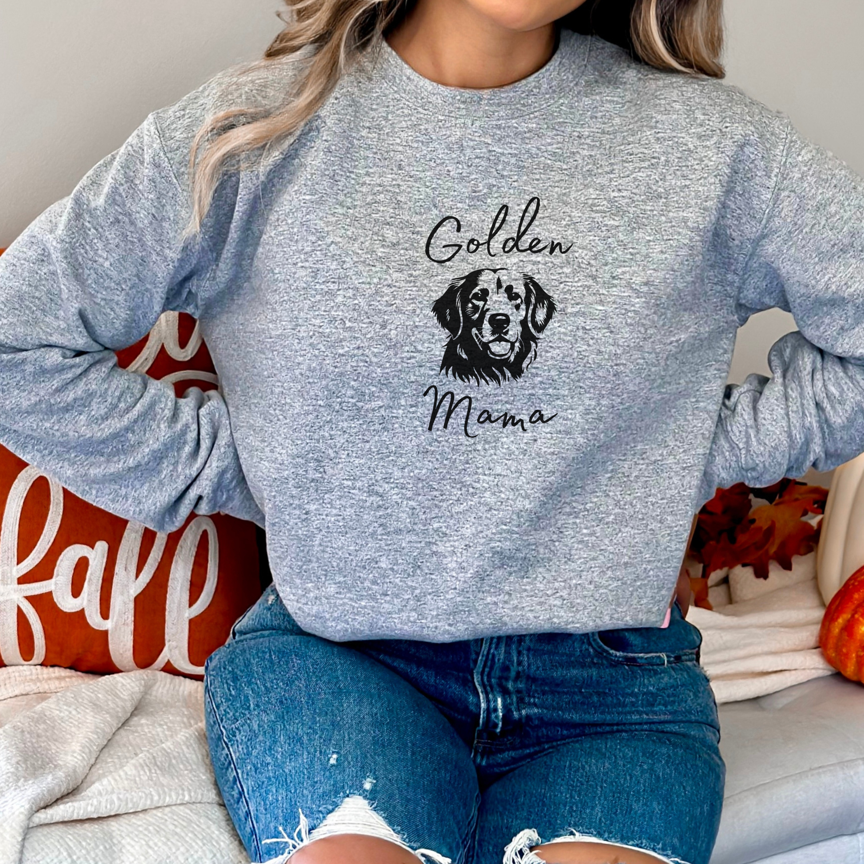 Golden Labrador Mama Dog Lover Crewneck Sweatshirt College Style Gift for Her, Golden Retriever Mom, Dog People Shirt