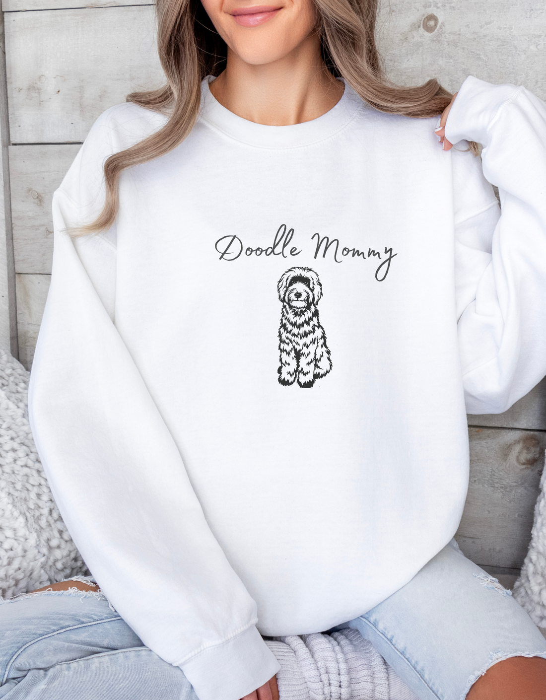 Cute Doodle Mommy Sweatshirt - Comfy Crewneck Gift for Dog Moms &amp; Doodle Lovers