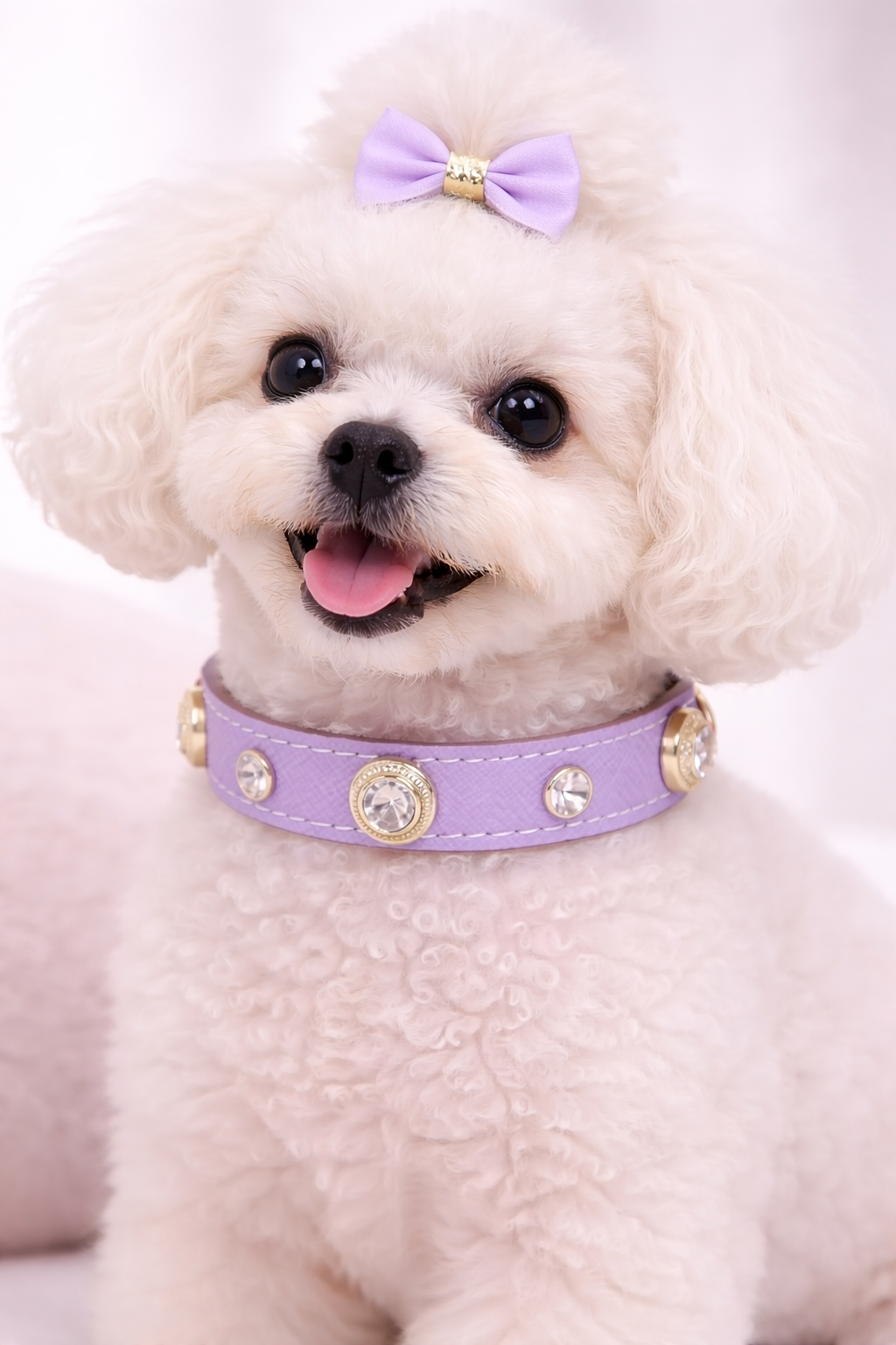 Genuine Leather Pet Collar White Diamond Gemstone Rivet Cowhide Collar Dog and Cat Collar