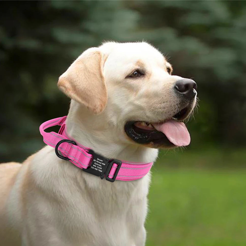 Military Tactical Dog Collar- Heavy Duty – FREE Custom Engraved Nylon Reflective Collar for Small, Medium &amp; Large Dogs