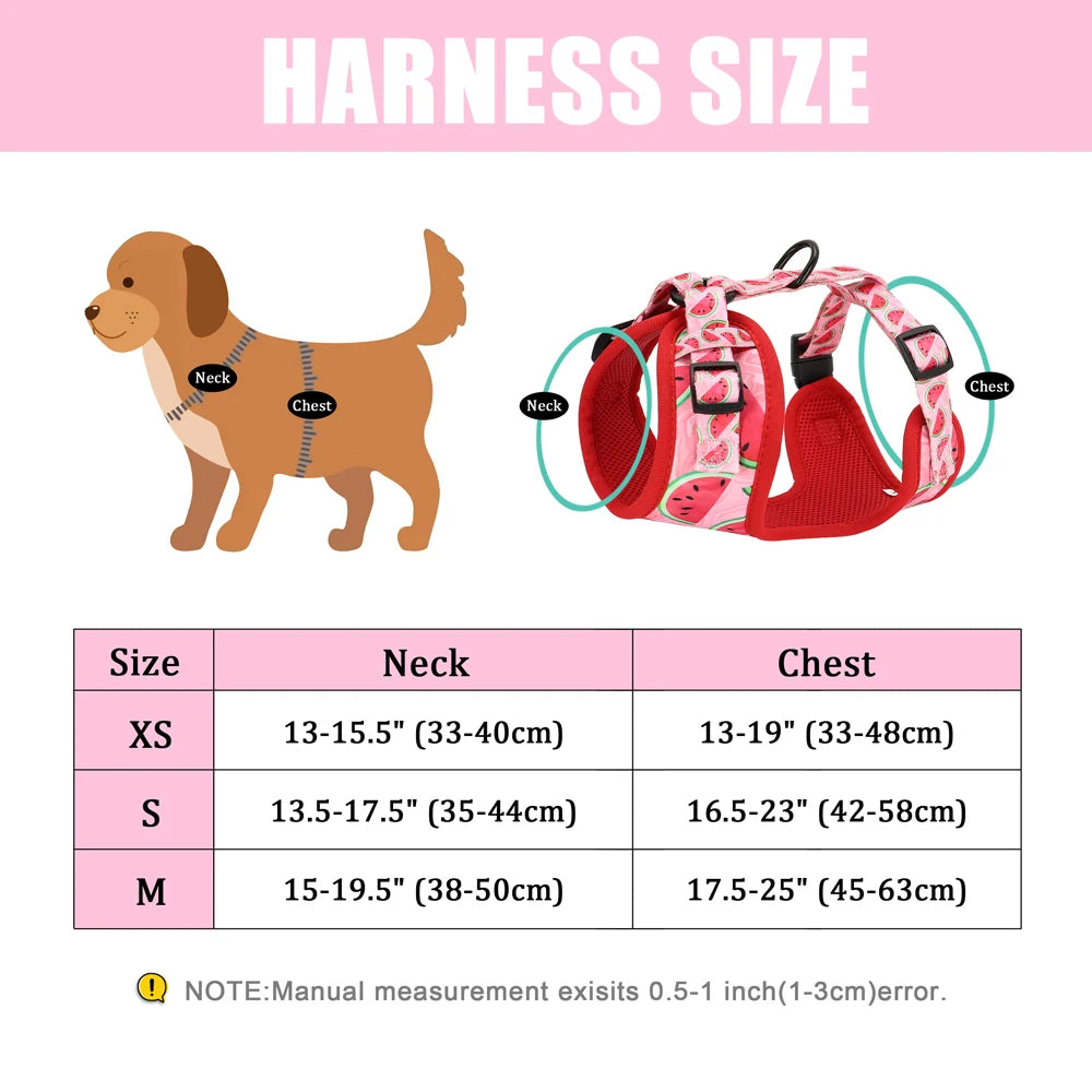 Cute Printed Mesh Nylon Dog Harness – Soft Breathable Adjustable Puppy Vest for Small, Medium &amp; Large Dogs