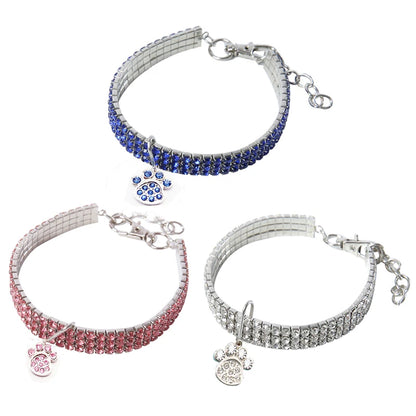 Luxury Bling Pet Collars - Shiny Rhinestone Necklace with Heart Pendant for Dogs &amp; Cats | Diamond Puppy Collar