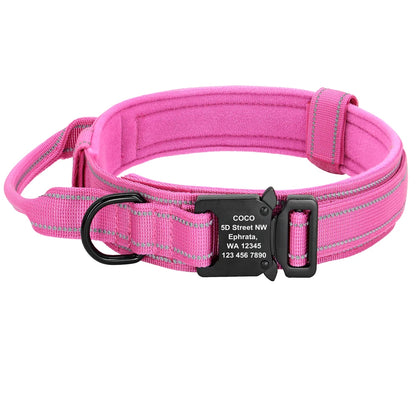 Military Tactical Dog Collar- Heavy Duty – FREE Custom Engraved Nylon Reflective Collar for Small, Medium &amp; Large Dogs