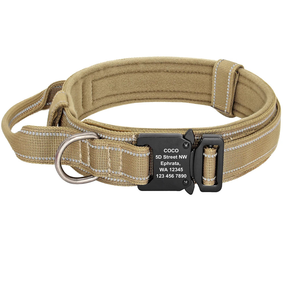 Military Tactical Dog Collar- Heavy Duty – FREE Custom Engraved Nylon Reflective Collar for Small, Medium &amp; Large Dogs