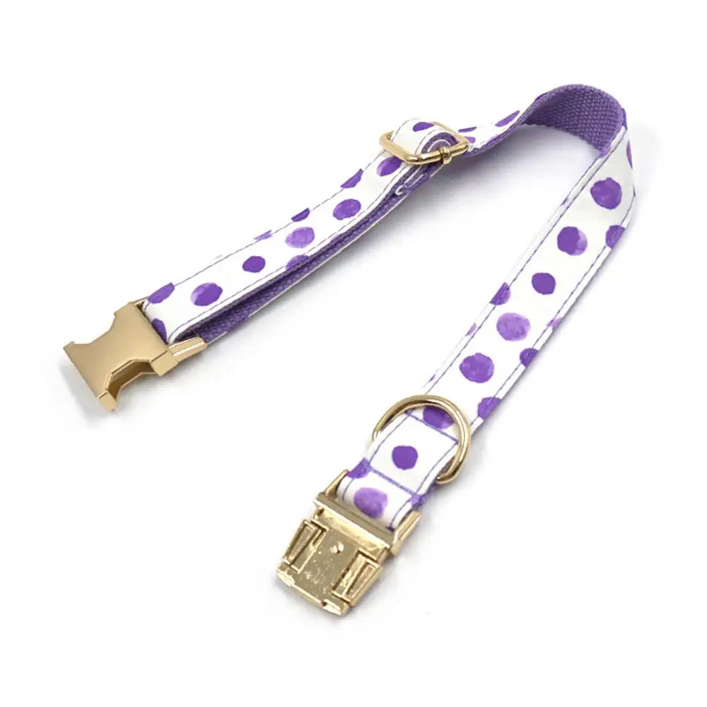 Personalized Dog Collar with Free Engraving – Purple Bubble Design