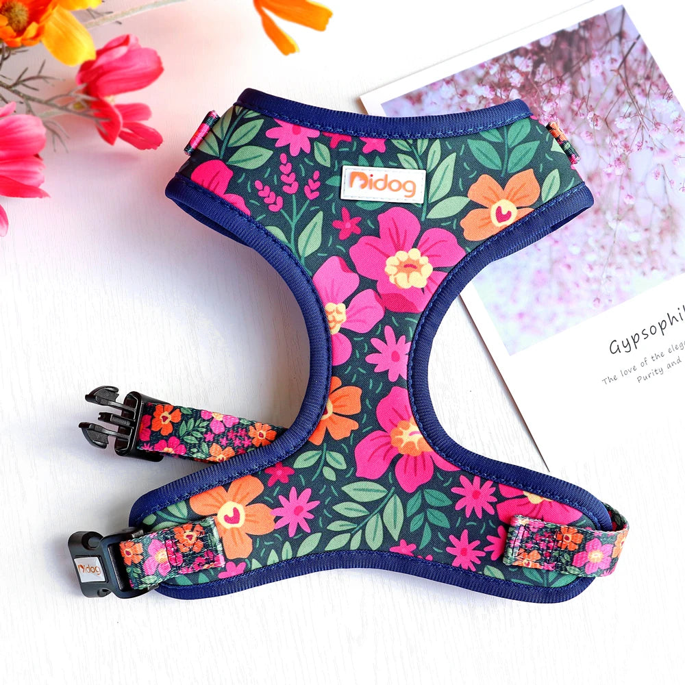 Cute Printed Mesh Nylon Dog Harness – Soft Breathable Adjustable Puppy Vest for Small, Medium &amp; Large Dogs