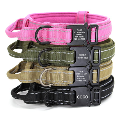 Military Tactical Dog Collar- Heavy Duty – FREE Custom Engraved Nylon Reflective Collar for Small, Medium &amp; Large Dogs