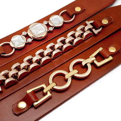 Real Leather Dog Collars - Classy Durable Collars with Cool Metal Accessories Suitable Small and Medium Dogs