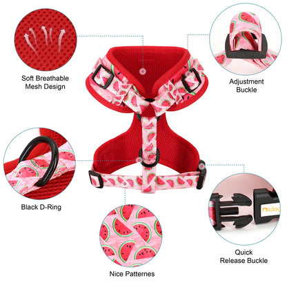 Cute Printed Mesh Nylon Dog Harness – Soft Breathable Adjustable Puppy Vest for Small, Medium &amp; Large Dogs