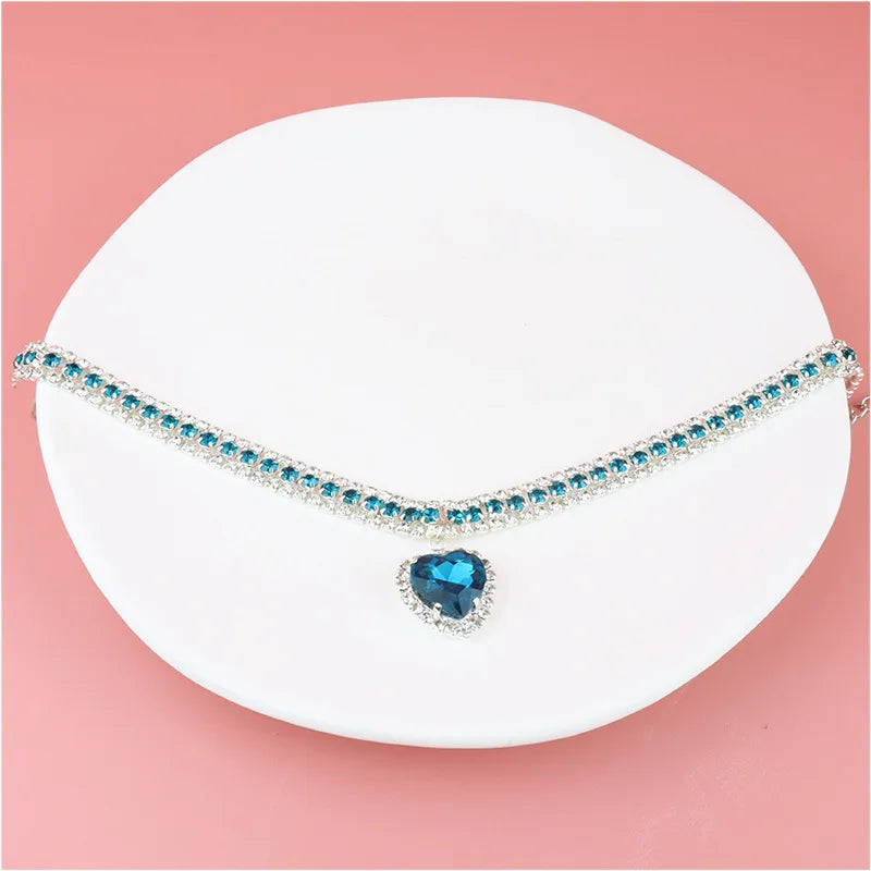 Luxury Rhinestone Dog Collar – Heart Diamond Pet Jewelry Necklace for Cats & Small Dogs, Wedding Princess Bling Collar