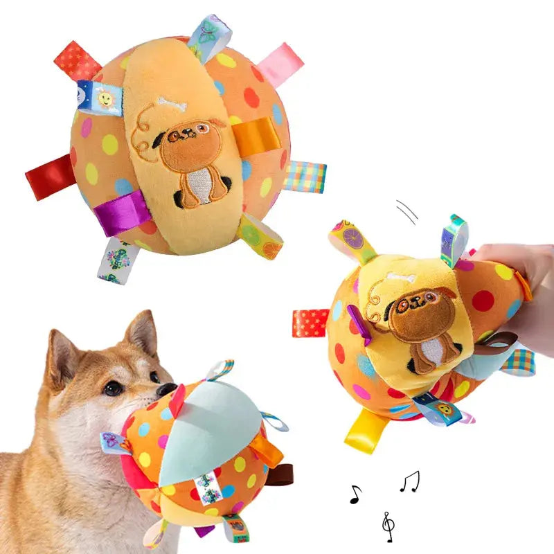 Interactive Ball Dog Toy for Aggressive Chewers Training Decompress Bite Resistant Plush Handle Dog Toys with Bells Pet Supplies My Magnolia Shop