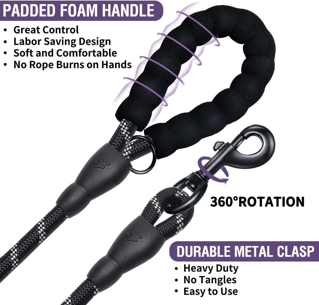 Reflective, Strong Dog Leash Pet Leashes for Big to Small Dogs, Easy Grip and Durable Clip