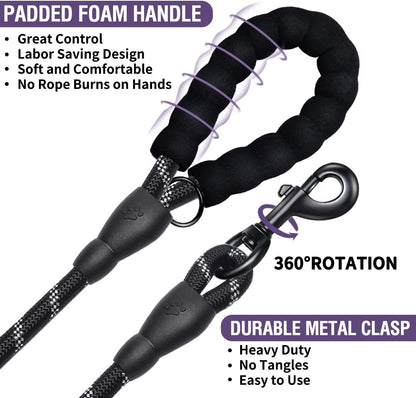 Reflective, Strong Dog Leash Pet Leashes for Big to Small Dogs, Easy Grip and Durable Clip