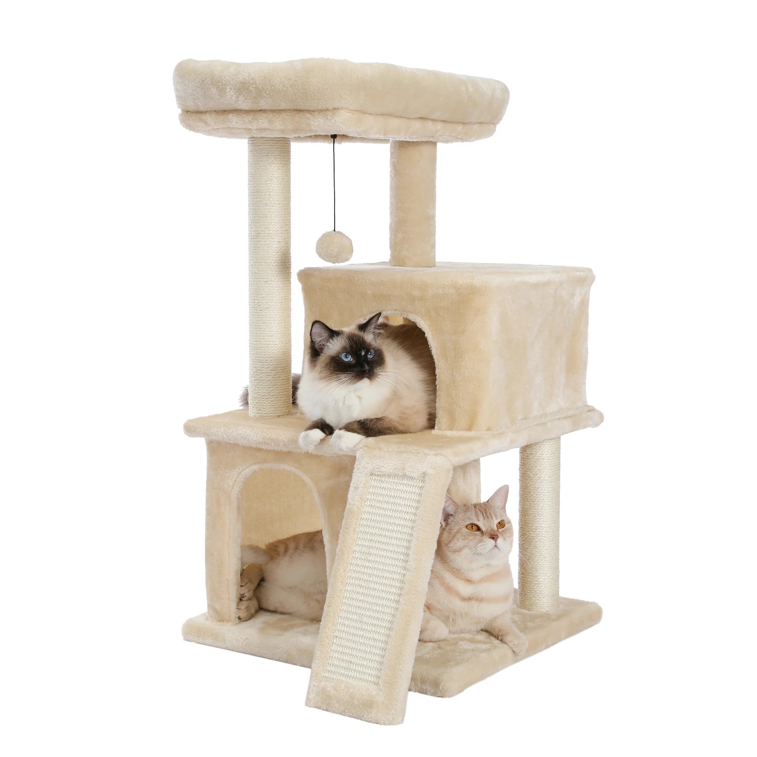 Large Cat Tree for Indoor Cats, Multi-Level Cat Tower with Sisal Scratching Post, 2 Spacious Condo, Cat Scratching Pad, Cat Toys