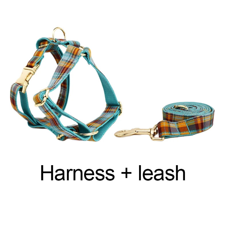 High Quality Custom Cotton Dog Collar, Leash &amp; Harness Set – Personalized Pet Accessories with Bow