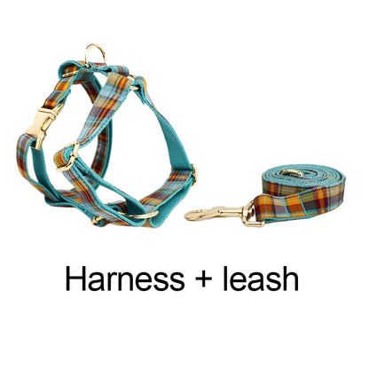 High Quality Custom Cotton Dog Collar, Leash &amp; Harness Set – Personalized Pet Accessories with Bow